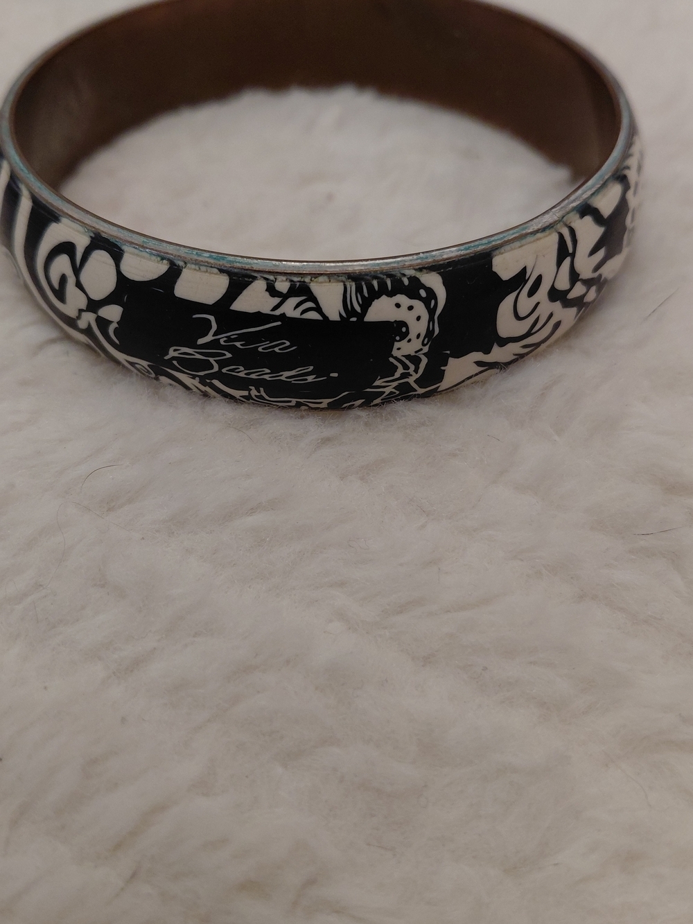 Black & White Floral Enamel Bangle Bracelet